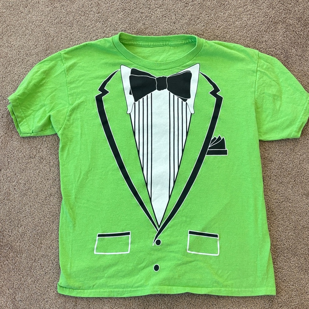 Boys Green Tuxedo Graphic T-Shirt
